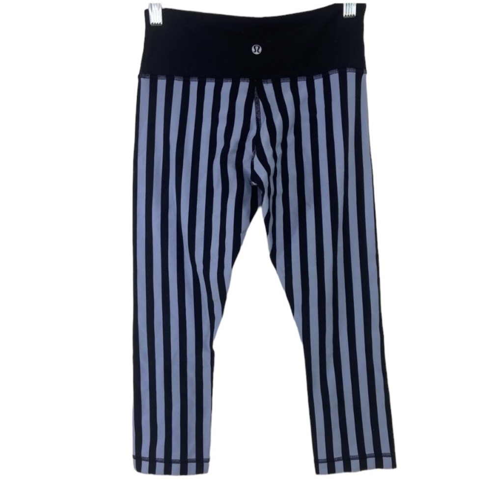Lululemon polar haze wunder under crop striped Size 4 lilac purple black. RARE